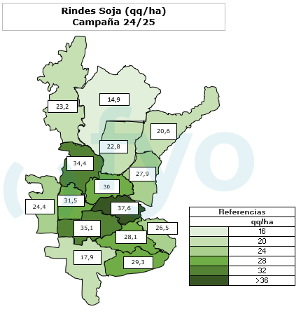 Mapa cosecha soja rinde
